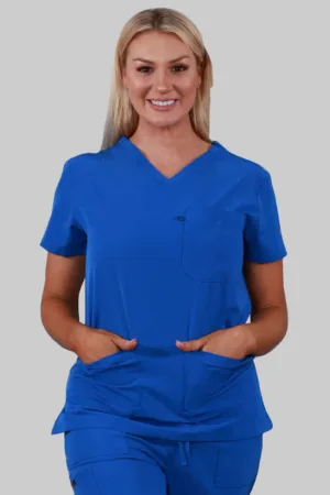 V-Neck Four Pockets Scrub Top (Royal)